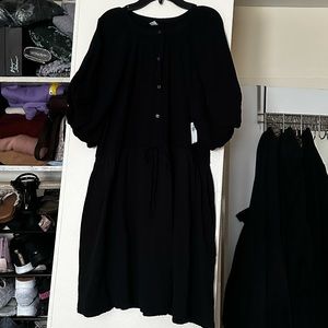 Waist-Defined Puff-Sleeve Mini Poet Dress